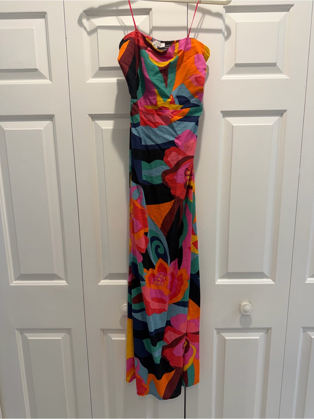 Olivaceous Bold Floral Maxi Slip Dress in Pink, Orange, Teal & Black
